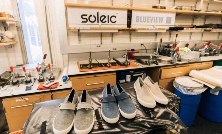 The blue sneakers